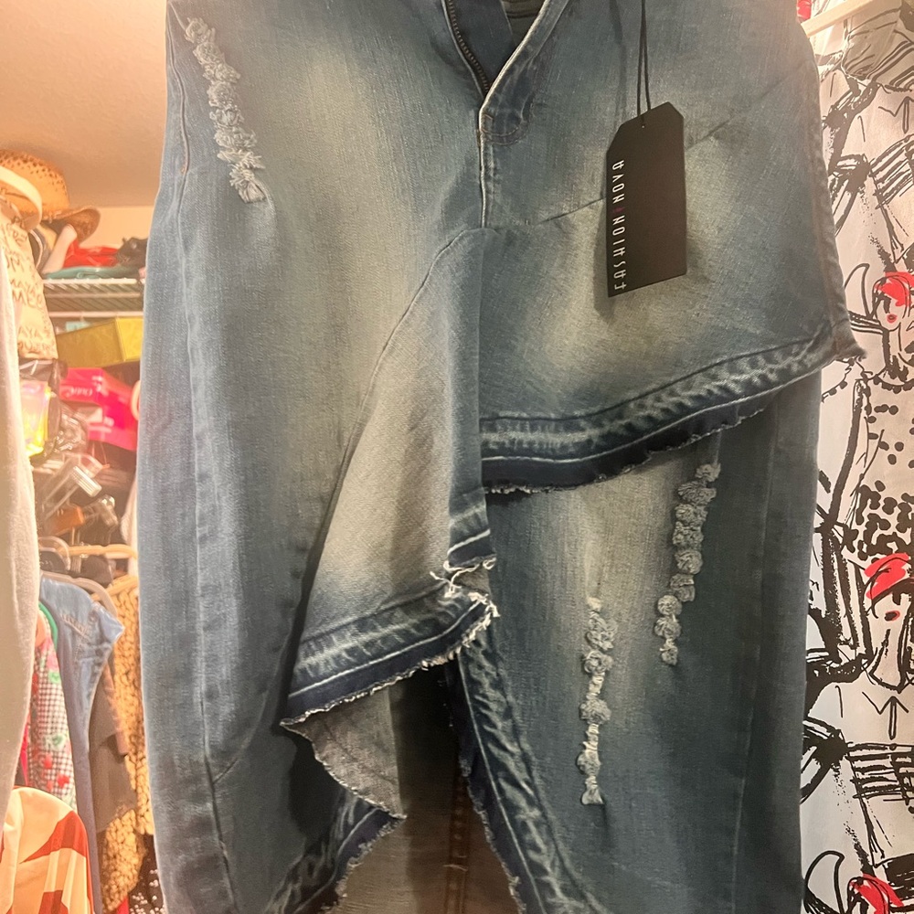 Distressed Denim Skirt